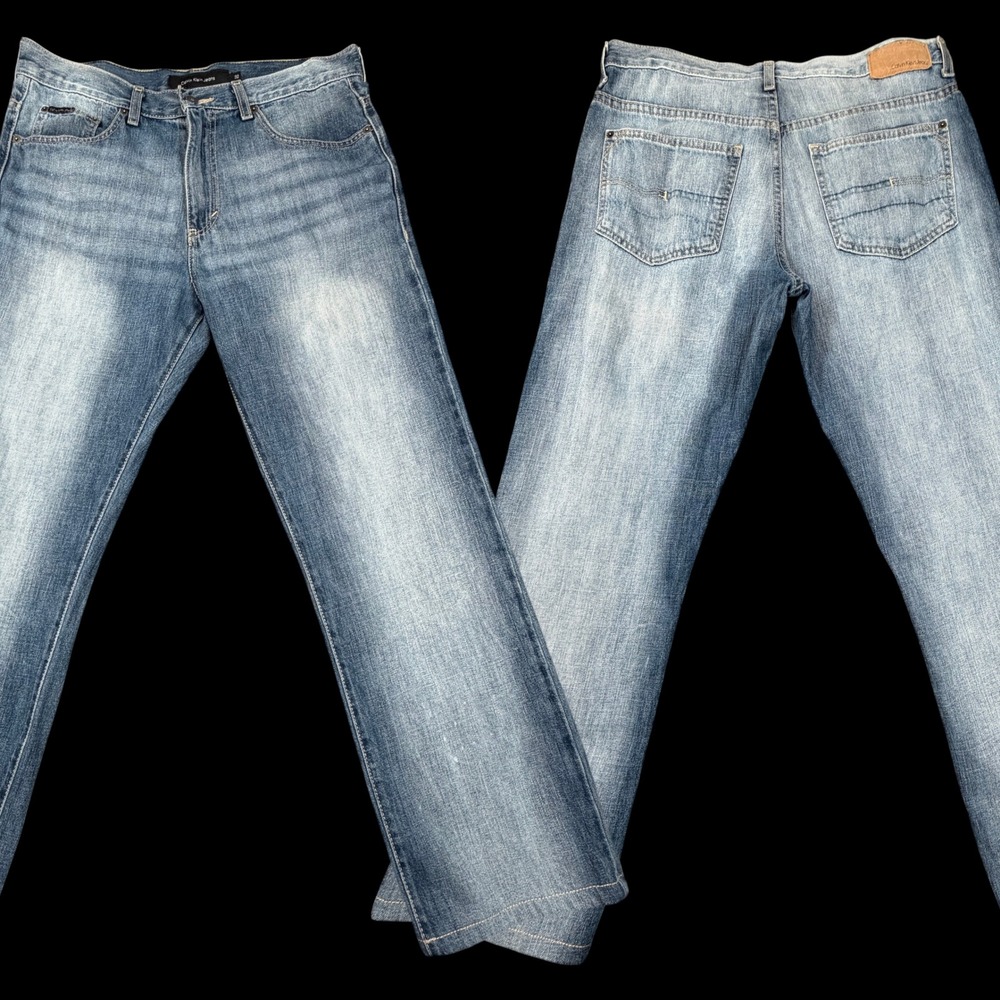 Calvin Klein Jeans Relaxed Straight Men 32x30 (Fits 32x28) Crazy Fade Distressed